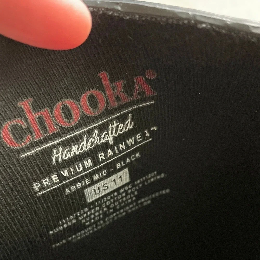 Chooka Abbie Mid Black Floral Rain Boots Womens Size 11 Waterproof Rubber - Picture 6 of 6